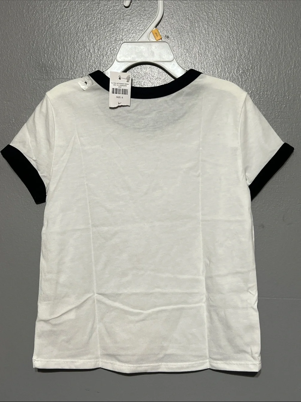 Justice Unicorn Graphic Tee White Black Short Sleeve Crew Neck T-Shirt Girl’s 6
